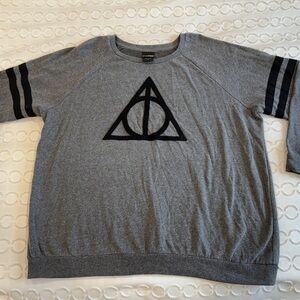 Gray Sweater with Harry Potter dealthy hallows Design